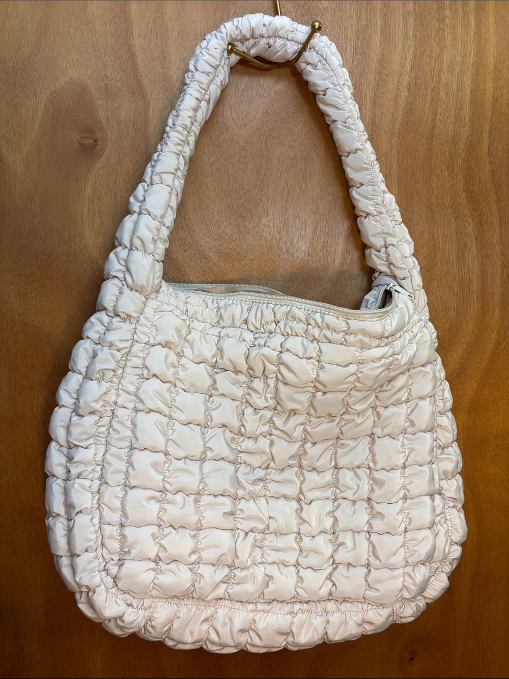 wild fable Cream Quilted Ruched Shoulder Bag